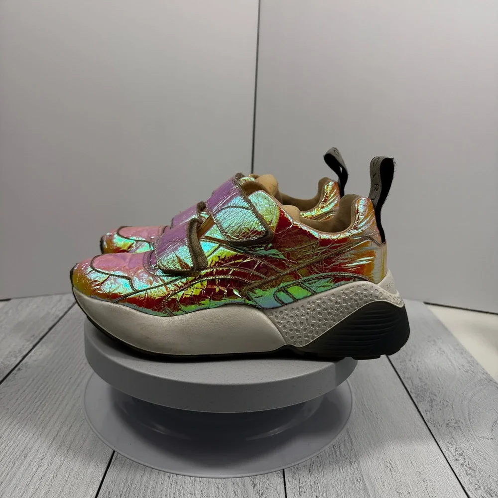 Stella McCartney Eclypse Holographic Platform‎ Sneakers Multi Velcro Womens 6